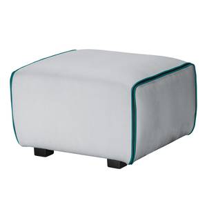 Gestoffeerde hocker Grady II geweven sto lichtgrijs/turquoise