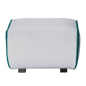 Gestoffeerde hocker Grady II geweven sto lichtgrijs/turquoise