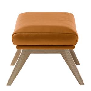 Pouf repose-pieds Hepburn I Cuir véritable - Chêne clair - Cuir véritable Neka Cognac - Cuir véritable Neka : Cognac - Chêne clair