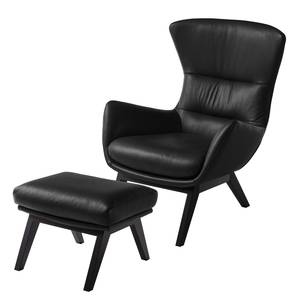 Fauteuil Hepburn I Cuir véritable - Cuir véritable Neka : Noir - Noir