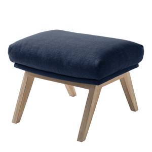 Pouf repose-pieds Hepburn I Tissu - Chêne clair - Tissu Milan Bleu foncé - Tissu Milan : Bleu foncé - Chêne clair