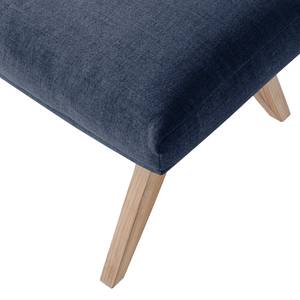 Hocker HEPBURN met houten pootjes geweven stof - Geweven stof Milan: Lichtblauw - Lichte eikenhouten