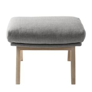 Hocker HEPBURN mit Holzfüßen Webstoff Milan: Hellgrau - Eiche Hell