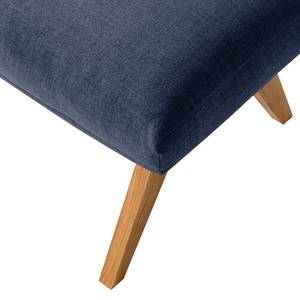 Hocker HEPBURN met houten pootjes geweven stof - Geweven stof Milan: Lichtblauw - Donkere eikenhout