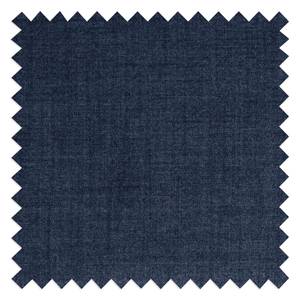 Pouf repose-pieds Hepburn I Tissu - Tissu Milan : Bleu foncé - Chêne foncé