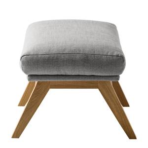 Hocker HEPBURN met houten pootjes geweven stof - Geweven stof Milan: Lichtgrijs - Donkere eikenhout