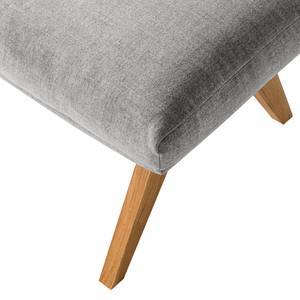 Hocker HEPBURN met houten pootjes geweven stof - Geweven stof Milan: Lichtgrijs - Donkere eikenhout