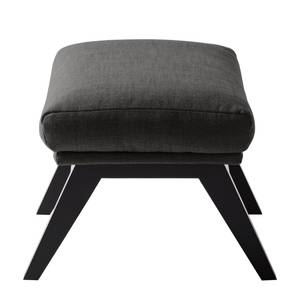 Hocker HEPBURN mit Holzfüßen Webstoff Milan: Anthrazit - Schwarz