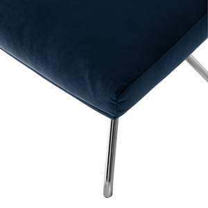 Repose-pieds Hepburn II Velours - Chrome - Tissu Shyla Bleu foncé - Velours Shyla: Bleu foncé - Chrome brillant