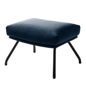 Gestoffeerde hocker Hepburn II fluweel - Velours Shyla: Donkerblauw - Zwart