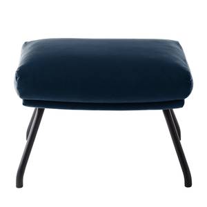 Gestoffeerde hocker Hepburn II fluweel - Velours Shyla: Donkerblauw - Zwart