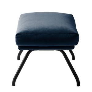 Gestoffeerde hocker Hepburn II fluweel - Velours Shyla: Donkerblauw - Zwart