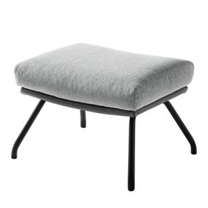 Pouf repose-pieds Hepburn II Tissu / Cuir véritable - Gris clair / Gris - Noir