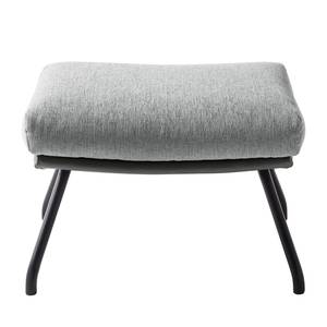 Pouf repose-pieds Hepburn II Tissu / Cuir véritable - Gris clair / Gris - Noir