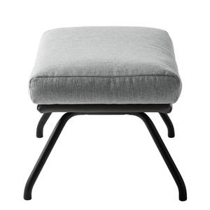 Pouf repose-pieds Hepburn II Tissu / Cuir véritable - Noir - Gris clair / Gris - Gris clair / Gris - Noir