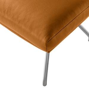 Pouf repose-pieds Hepburn II Cuir véritable - Cuir véritable Neka : Cognac - Chrome mat