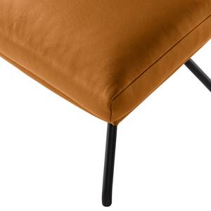 Pouf repose-pieds Hepburn II Cuir véritable - Cuir véritable Neka : Cognac - Noir