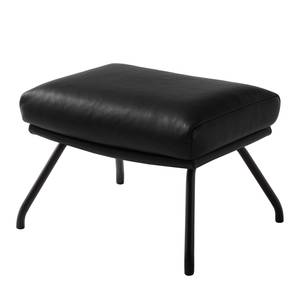 Pouf repose-pieds Hepburn II Cuir véritable - Noir - Cuir véritable Neka Noir - Cuir véritable Neka : Noir - Noir