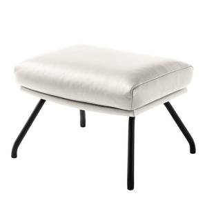 Pouf repose-pieds Hepburn II Cuir véritable - Cuir véritable Neka : Blanc - Noir