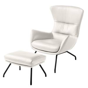 Fauteuil Hepburn II Cuir véritable - Cuir véritable Neka : Blanc - Noir