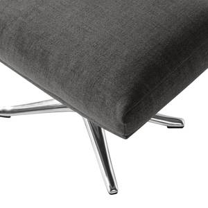 Hocker HEPBURN mit Kreuzfuß Webstoff - Webstoff Milan: Anthrazit - Chrom glänzend