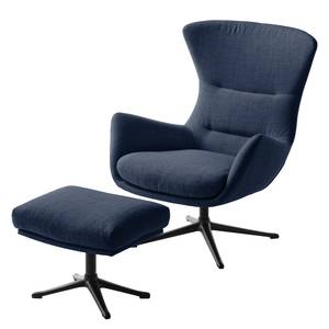 Fauteuil Hepburn III Tissu - Noir - Tissu Milan Bleu foncé - Tissu Milan : Bleu foncé - Noir