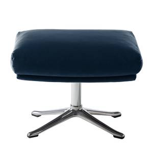 Hocker HEPBURN met kruisvoet fluweel - Velours Shyla: Donkerblauw - Chroomkleurig glanzend