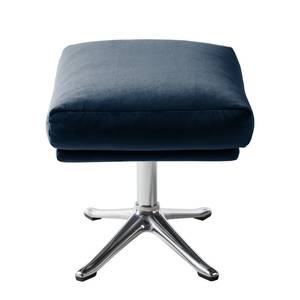 Hocker HEPBURN met kruisvoet fluweel - Velours Shyla: Donkerblauw - Chroomkleurig glanzend