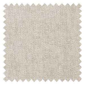 Hocker HEPBURN met kruisvoet geweven stof/echt leer - Stof Saia / Leer Neka: Beige / Cognackleurig - Zwart