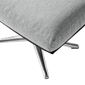 Repose-pieds Hepburn III Tissu / Cuir véritable - Aluminium - Gris clair / Noir - Chrome brillant