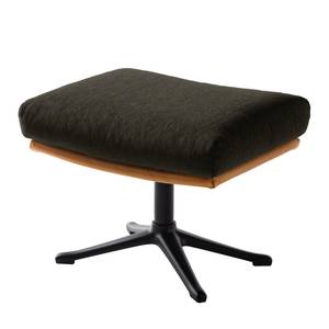 Hocker HEPBURN mit Kreuzfuß Webstoff Saia / Echtleder Neka: Schwarz-Braun / Cognac - Schwarz