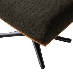 Hocker HEPBURN mit Kreuzfuß Webstoff / Echtleder - Webstoff Saia / Echtleder Neka: Schwarz-Braun / Cognac - Schwarz