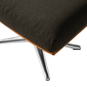 Repose-pieds Hepburn III Tissu / Cuir véritable - Aluminium - Marron-noir / Cognac - Chrome brillant