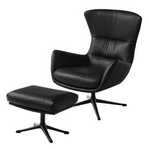 Fauteuil Hepburn III Cuir véritable - Cuir véritable Neka : Noir - Noir