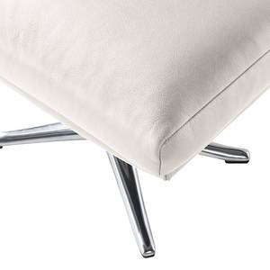 Hocker HEPBURN met kruisvoet echt leer - Echt leer Neka: Wit - Chroomkleurig glanzend