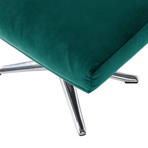 Hocker HEPBURN met kruisvoet fluweel - Velours Shyla: Petrolblauw - Chroomkleurig glanzend