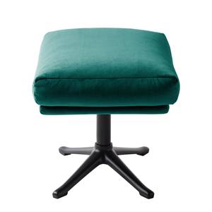 Hocker HEPBURN met kruisvoet fluweel - Velours Shyla: Petrolblauw - Zwart