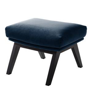 Gestoffeerde hocker Hepburn I fluweel - Velours Shyla: Donkerblauw - Zwart