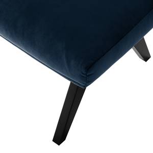 Gestoffeerde hocker Hepburn I fluweel - Velours Shyla: Donkerblauw - Zwart