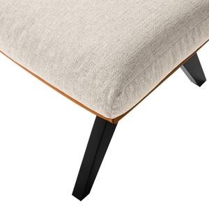 Pouf repose-pieds Hepburn I Tissu / Cuir véritable - Noir - Beige / Cognac - Noir