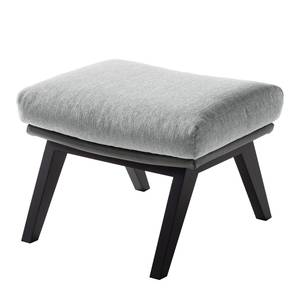 Pouf repose-pieds Hepburn I Tissu / Cuir véritable - Noir - Gris clair / Gris - Gris clair / Gris - Noir