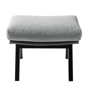 Pouf repose-pieds Hepburn I Tissu / Cuir véritable - Noir - Gris clair / Gris - Gris clair / Gris - Noir