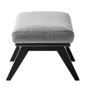 Pouf repose-pieds Hepburn I Tissu / Cuir véritable - Noir - Gris clair / Gris - Gris clair / Gris - Noir