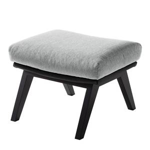 Pouf repose-pieds Hepburn I Tissu / Cuir véritable - Noir - Gris clair / Noir - Tissu Saia / Cuir Neka: Gris clair / Noir  - Noir