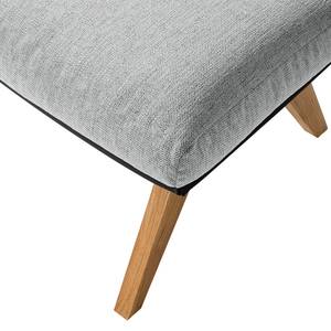 Hocker HEPBURN mit Holzfüßen Webstoff / Echtleder - Eiche Dunkel