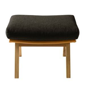 Pouf repose-pieds Hepburn I Tissu / Cuir véritable - Chêne - Marron-noir / Cognac - Tissu Saia / Cuir Neka: Noir-Marron / Cognac - Chêne foncé