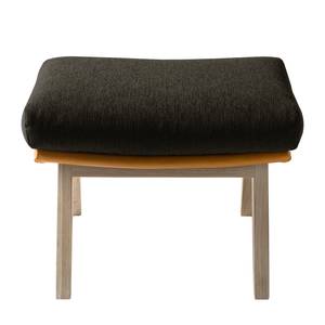 Pouf repose-pieds Hepburn I Tissu / Cuir véritable - Chêne clair - Marron-noir / Cognac - Marron-noir / Cognac - Chêne clair