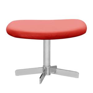 Gestoffeerde hocker Houston echt leer Echt leer Neka: Rood - Chrome