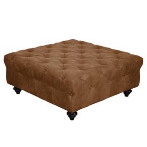 Pouf repose-pieds Kisaura Aspect cuir vieilli - Cognac