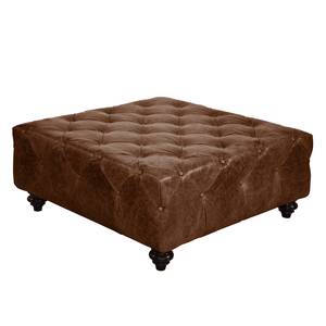 Pouf repose-pieds Kisaura Cuir véritable - Marron